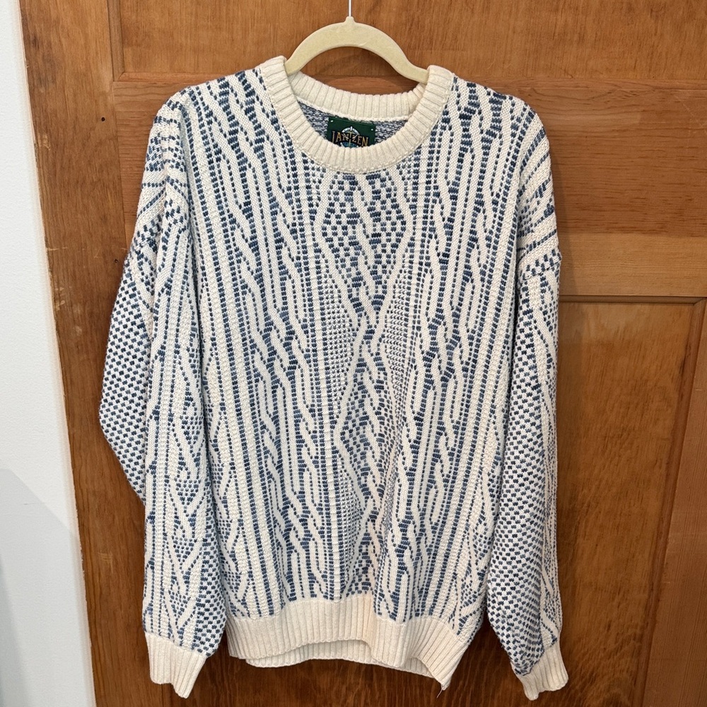 Jantzen Blue and White Knit Sweater